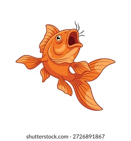 Peces de dibujos animados naranjas vibrantes saltando del agua con expresión sorprendida