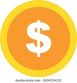 A vibrant, orange circular icon featuring a white dollar sign ($).