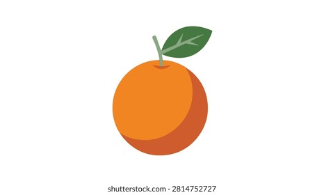 Vibrant orange citrus fruit with a leafy green top, circular shape highlighting freshness for healthy eating, natural food, and organic product imagery