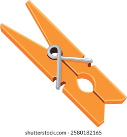 A vibrant orange clothespin in a bold vector style, standing out with a smooth, clean look. The simple yet effective design captures the everyday household tool used for holding clothes securely