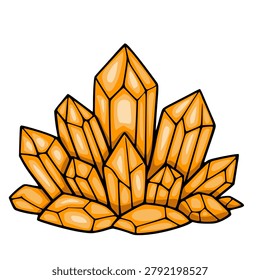 Vibrant orange crystal cluster vector illustration with sharp facets and glossy highlights