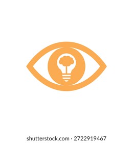 A vibrant orange eye design features a lightbulb within, symbolizing insightful vision.