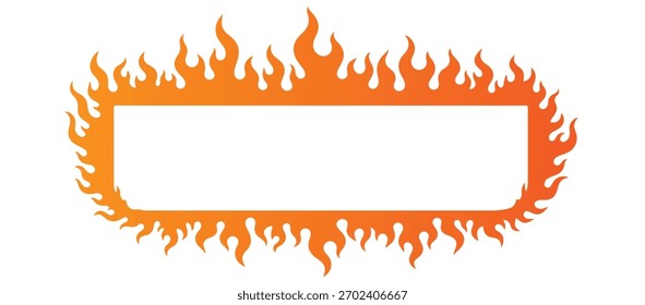 Un marco de llama naranja vibrante con un diseño moderno, perfecto para añadir un toque de calor y energía a sus proyectos creativos