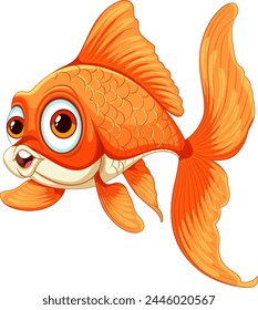 Vibrant orange goldfish with exaggerated features