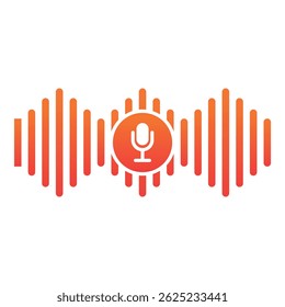 Vibrant orange gradient podcast logo with microphone and sound wave design