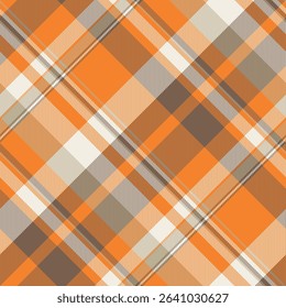 Vibrant orange, gray, and white diagonal plaid pattern.  Perfect for textile designs, fallthemed projects, or adding a touch of autumnal style to any design.