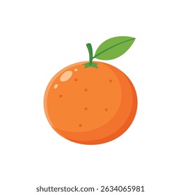 Vibrant Orange with Green Leaf - Fresh Citrus Fruit Icon for Healthy Food and Drink Designs.