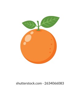 Vibrant Orange with Green Leaf , Fresh Citrus Fruit Icon.