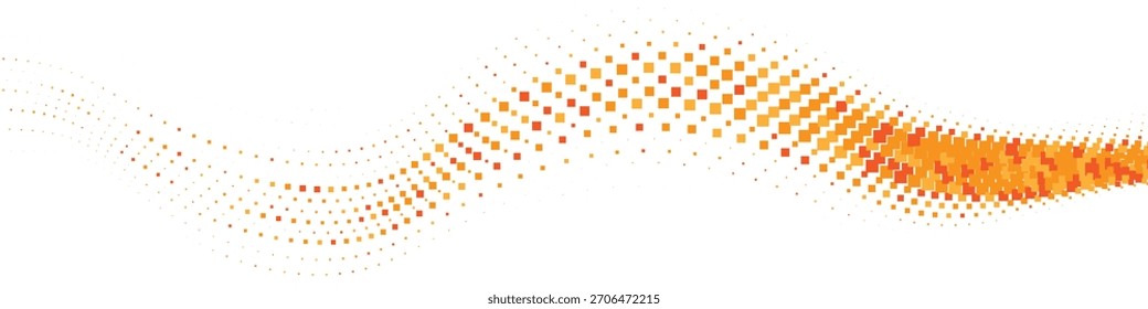 Fondo de onda de semitono naranja vibrante con patrón de movimiento dinámico punteado que fluye a través del espacio en blanco para el Diseño gráfico digital abstracto moderno energético
