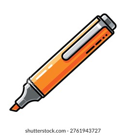 Vibrant orange highlighter pen with grey accents on a clean white background