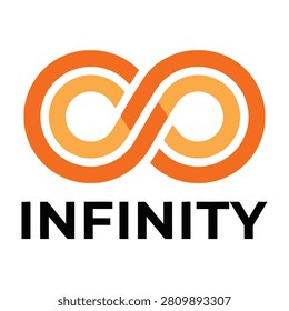 Vibrant orange infinity symbol logo on white background, representing eternity and limitless possibilities