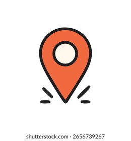 Vibrant Orange Location Pin Icon with Impact Effect