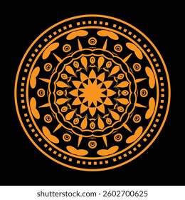 Vibrant Orange Mandala Art Design-