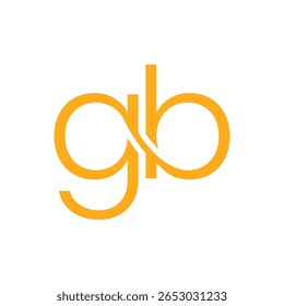  Um vibrante monograma laranja onde as letras 'g' e 'b' estão perfeitamente entrelaçadas com uma barra diagonal