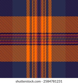 Vibrant orange and navy plaid pattern.  Perfect for autumnal designs, textile prints, or fallthemed projects. This bold, geometric design evokes feelings of warmth and tradition.