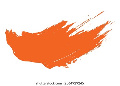 Vibrant orange paint stroke against a white background.