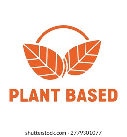 Vibrant orange plant based logo with stylized leaves on white background, symbolizing eco friendly and healthy lifestyle choices for wellness and nutrition concepts