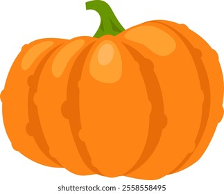 Vibrant orange pumpkin with clearly defined segments and a contrasting green stem, conveying the essence of autumn harvest and festive celebrations
