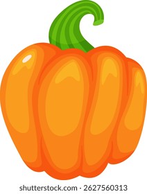 Vibrant orange pumpkin with a distinctive green curved stem represents the essence of autumn harvest, symbolizing abundance and the spirit of fall festivities