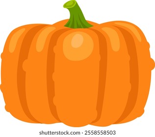 Vibrant orange pumpkin featuring distinct segments and a sturdy green stem, embodying the essence of autumn harvest and festive celebrations for halloween and thanksgiving