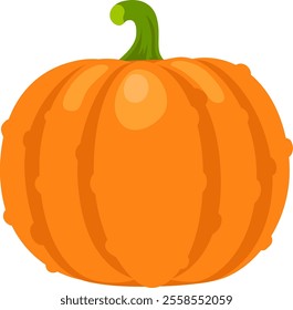 Vibrant orange pumpkin with a green stem, showcasing the rich colors and textures of autumn harvest, perfect for thanksgiving and halloween celebrations