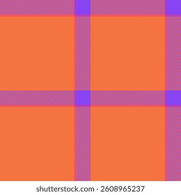 Vibrant orange and purple plaid pattern.  A bold, geometric textile design perfect for fashion, web backgrounds, or branding.