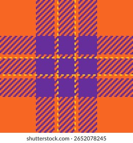 Vibrante patrón de cuadros naranja y púrpura.  Perfecto para otoño, Halloween o diseños otoñales.  Esta atrevida textura textil geométrica añade un toque de energía moderna a cualquier proyecto.