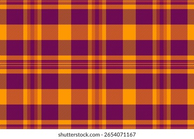 Vibrante patrón de cuadros naranja y púrpura.  Perfecto para diseños otoñales, textiles o proyectos temáticos. Esta atrevida textura gráfica evoca calidez y tradición.
