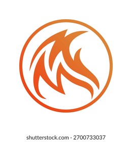 A vibrant orange and red flame logo within a white circle, representing energy and dynamism.