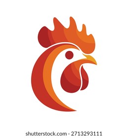 logotipo de cabeça de galo laranja vibrante com design moderno