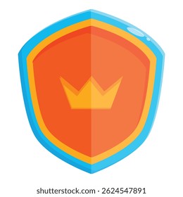 Vibrant orange shield featuring a prominent golden crown, symbolizing defense, safety, and royal authority