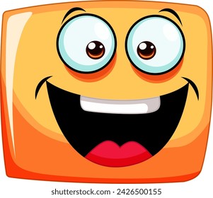 Vibrant orange square with a joyful expression