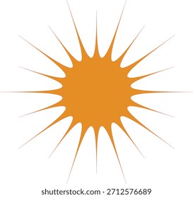 Una vibrante forma naranja con rayos rojos delgados y delicados que se extienden hacia afuera contra un fondo blanco limpio.