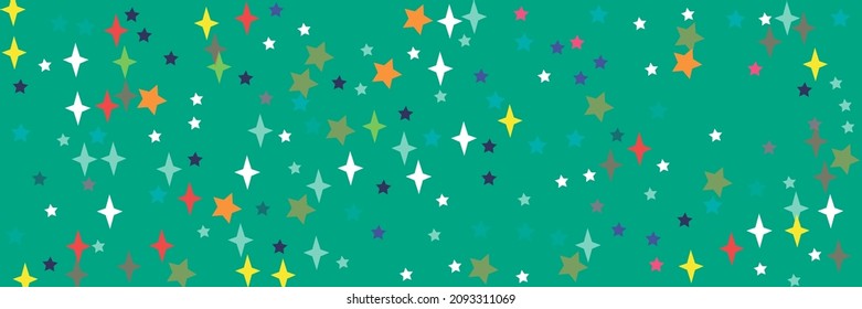 Vibrant Orange Stars Indigo Chaotic Violet Azure Background. Pastel Blue Bright Print Lavender Red Yellow Sea Sky Wallpaper. Colorful Pink White Vivid Green Multicolor Turquoise Stars Ornament.