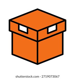 Una vibrante caja de almacenamiento naranja con asas, perfecta para organizar artículos en casa u oficina.