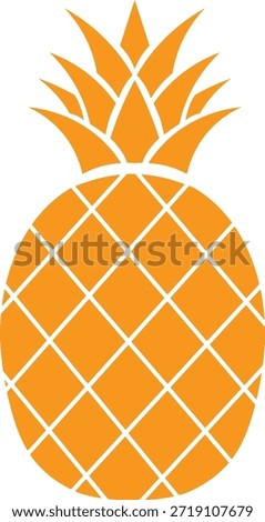 Vibrant orange stylized pineapple fruit with a geometric diamond pattern