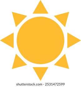 Vibrant orange sun icon with stylized rays, suitable for weather or summer themes.