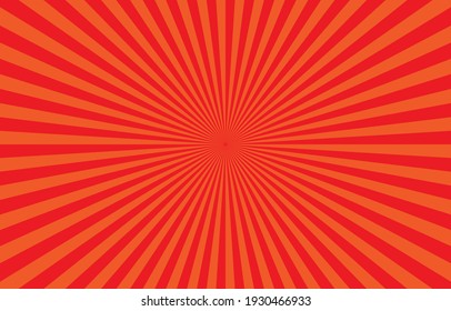 Vibrant Orange Sunburst Pattern Background. Ray Star Burst Backdrop. Rays Radial Geometric Vector Illustration