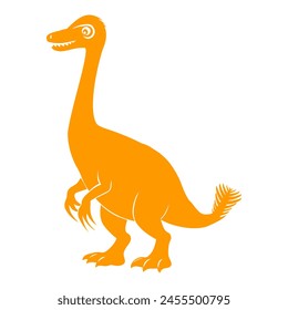 Vibrant orange Therizinosaurus silhouette, emphasizing the unique large clawed limbs in a minimalist design.