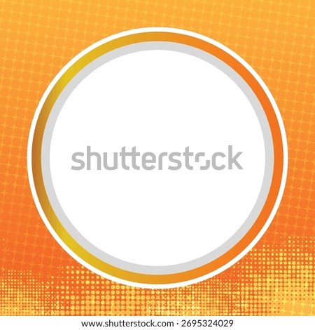 Vibrant orange Twibbon circular frame with gradient border and halftone pattern background ready for your custom content