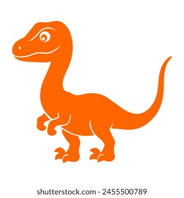 Vibrant orange Velociraptor silhouette, hinting at agility and cunning in its poised stance.