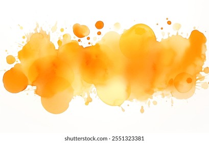 A vibrant orange watercolor splash isolated on white background, creating an eyecatching visual that draws attention and inspires creativity in various artistic fields and applications vector design