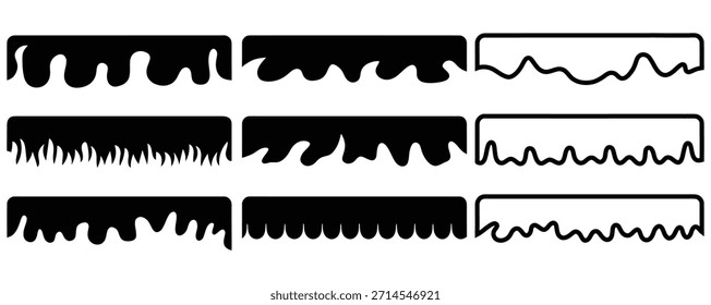 Patrones de onda naranja vibrante en el fondo blanco para el diseño, conjunto de papel rasgado, piezas de borde dentado, rayas de papel rasgadas, marcos, cajas de texto.