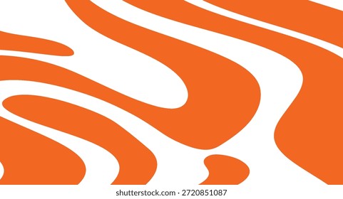 Un vibrante fondo abstracto naranja y blanco presenta Formas fluidas y orgánicas y líneas onduladas, creando una composición visual dinámica y energética adecuada para el Diseño gráfico y la modernidad