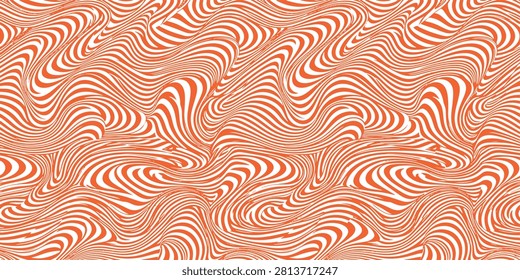 Vibrant orange and white abstract wavy line pattern for modern graphic design backgrounds featuring fluid movement and dynamic optical illusion texture elements