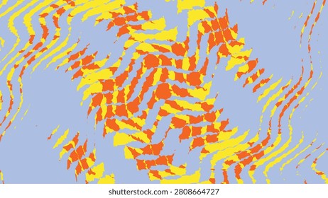Vibrant orange and yellow abstract pattern on light blue background