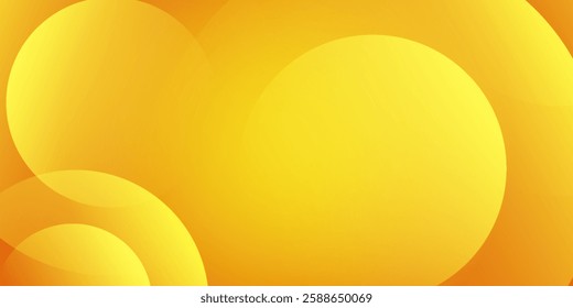 Vibrant orange and yellow background with abstract circular patterns. The background is smooth and bright, featuring orange and yellow hues. Colorful gradient background with copy space.