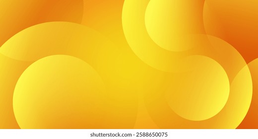 Vibrant orange and yellow background with abstract circular patterns. The background is smooth and bright, featuring orange and yellow hues. Colorful gradient background with copy space.