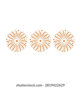 Vibrant orange and yellow fireworks exploding in the night sky with sparks and embers