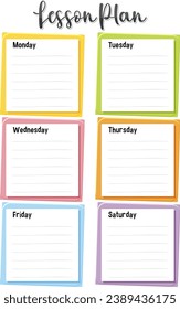 Vibrant and organized weekly lesson plan template